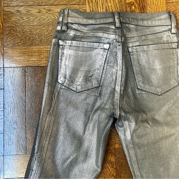 Selena Crop Silver Metallic Foiled Chrome Jeans - Picture 8 of 9